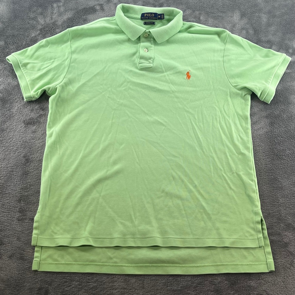Polo Ralph Lauren Mens Custom Fit Polo Shirt Lime Green Orange Pony Size M